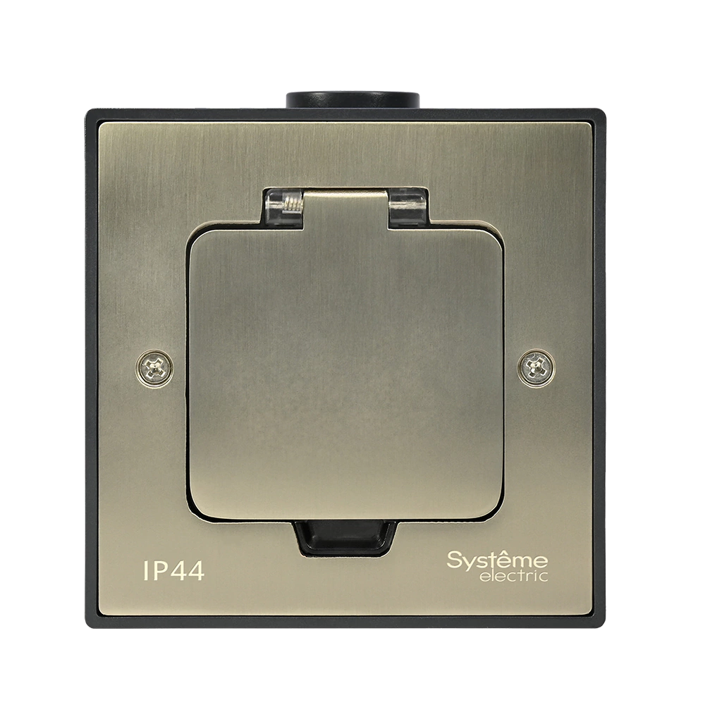 Лючок напольный IP44 с розеткой никель SE MultiDesk