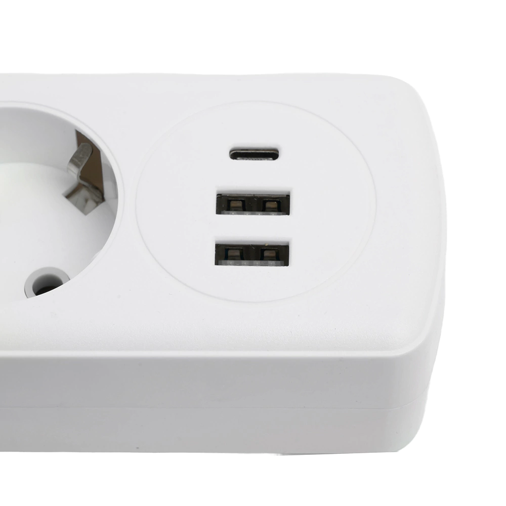 Удлинитель 3 м 3 гнезда с заземлением 2500 Вт + 2USB-A + USB-C 12 Вт STEKKER