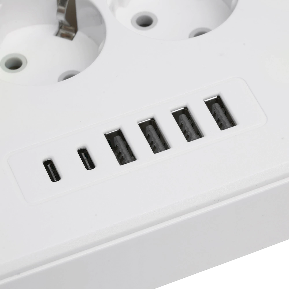 Удлинитель 3 м 3 гнезда с заземлением 2500 Вт + 4USB-A + 2USB-C 12 Вт STEKKER