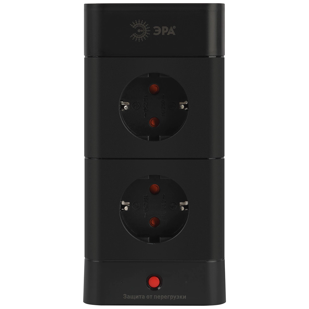 Фильтр сетевой башня 1,5 м 8 гнезд + 4USB-A+C черный ЭРА