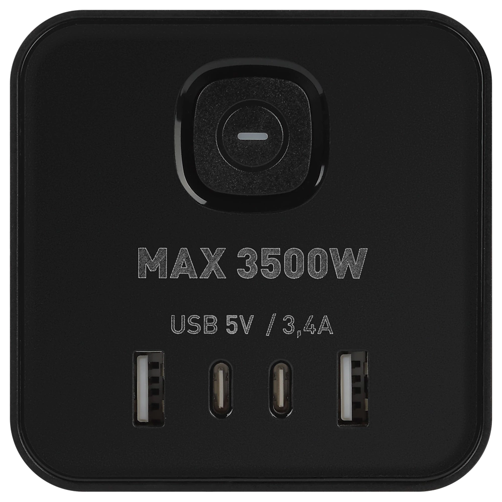 Фильтр сетевой башня 1,5 м 8 гнезд + 4USB-A+C черный ЭРА