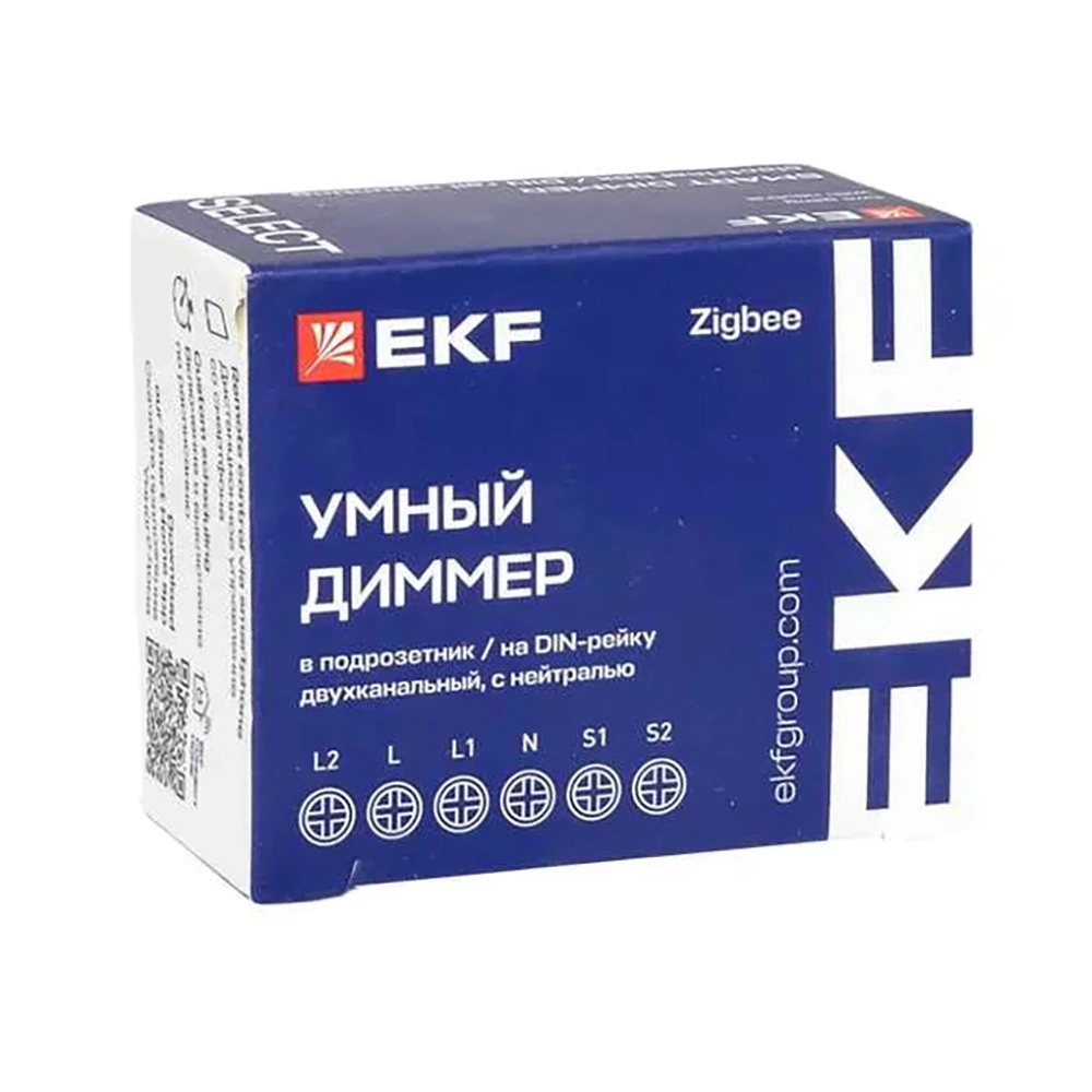 Умный диммер в подрозетник 2-канальный Zigbee EKF Connect Select