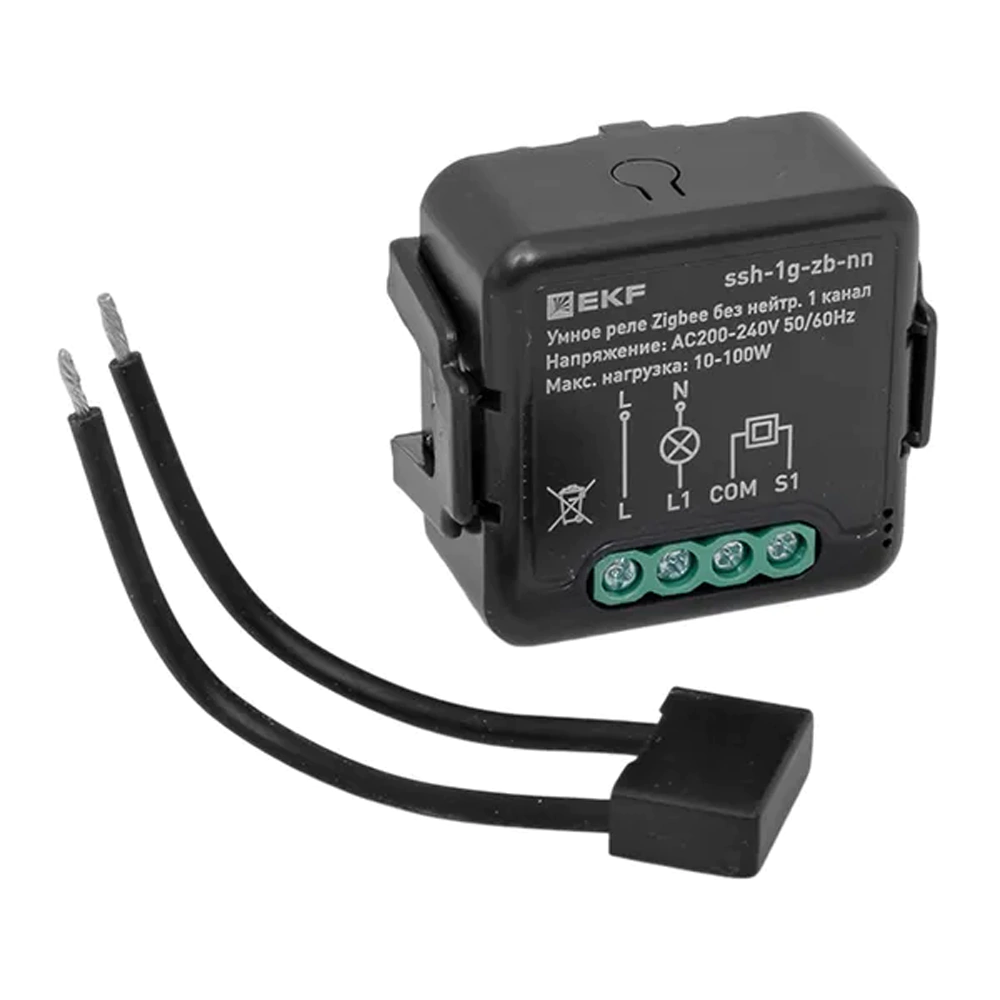 Умное реле в подрозетник 1-канальное без нейтрали Zigbee EKF Connect Select