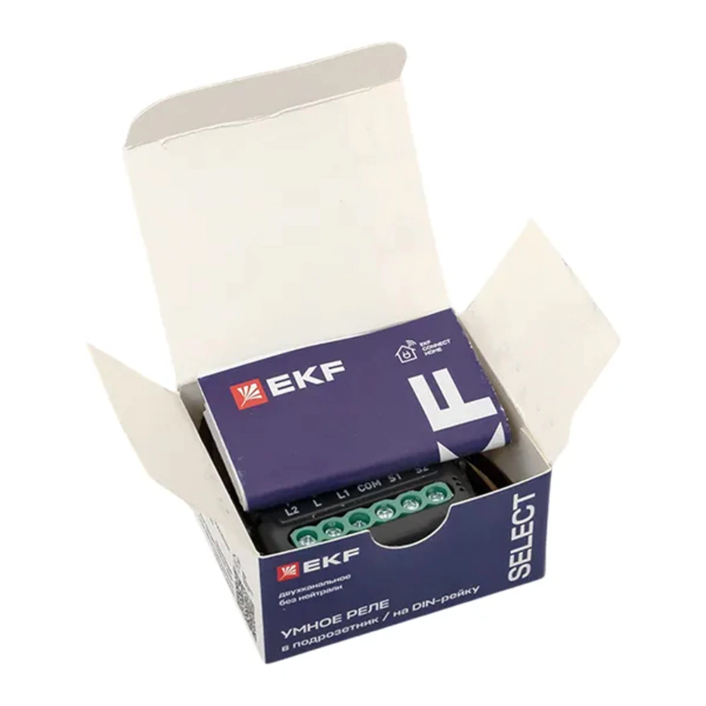 Умное реле в подрозетник 2-канальное без нейтрали Zigbee EKF Connect Select