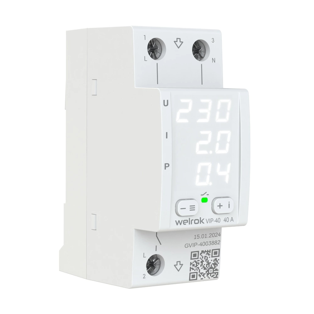 Реле многофункциональное 40А 220В, 8,8кВА IP20 VIP-40 red Welrok