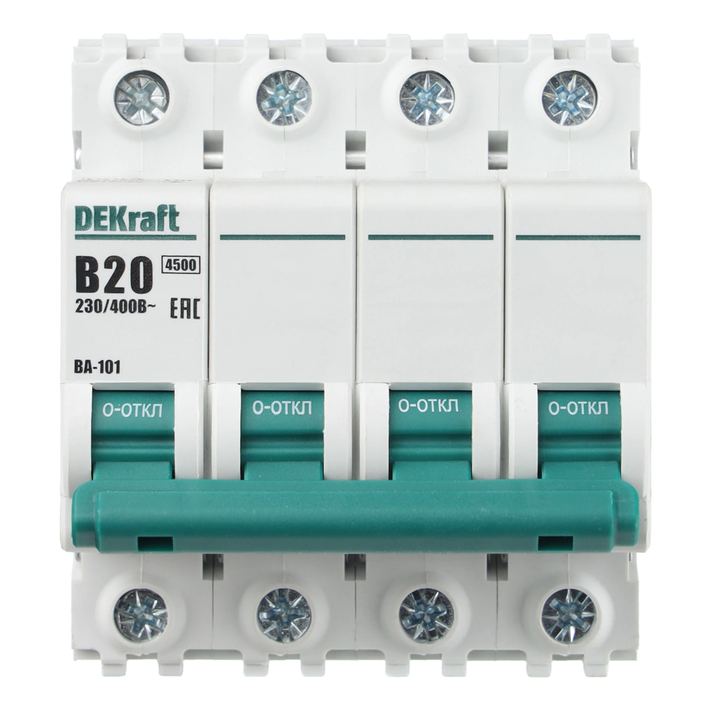 Выключатель автоматический 4п 20 А 4,5 кА B DEKraft