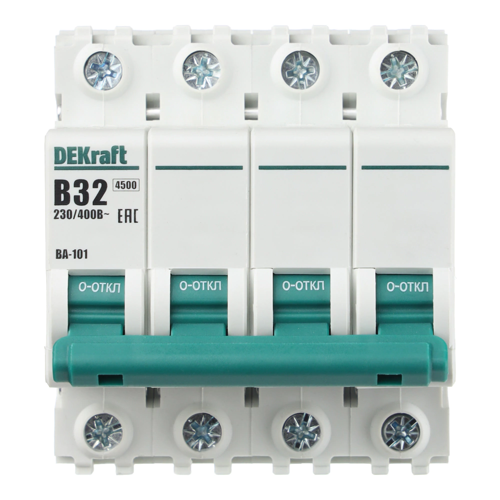 Выключатель автоматический 4п 32 А 4,5 кА B DEKraft
