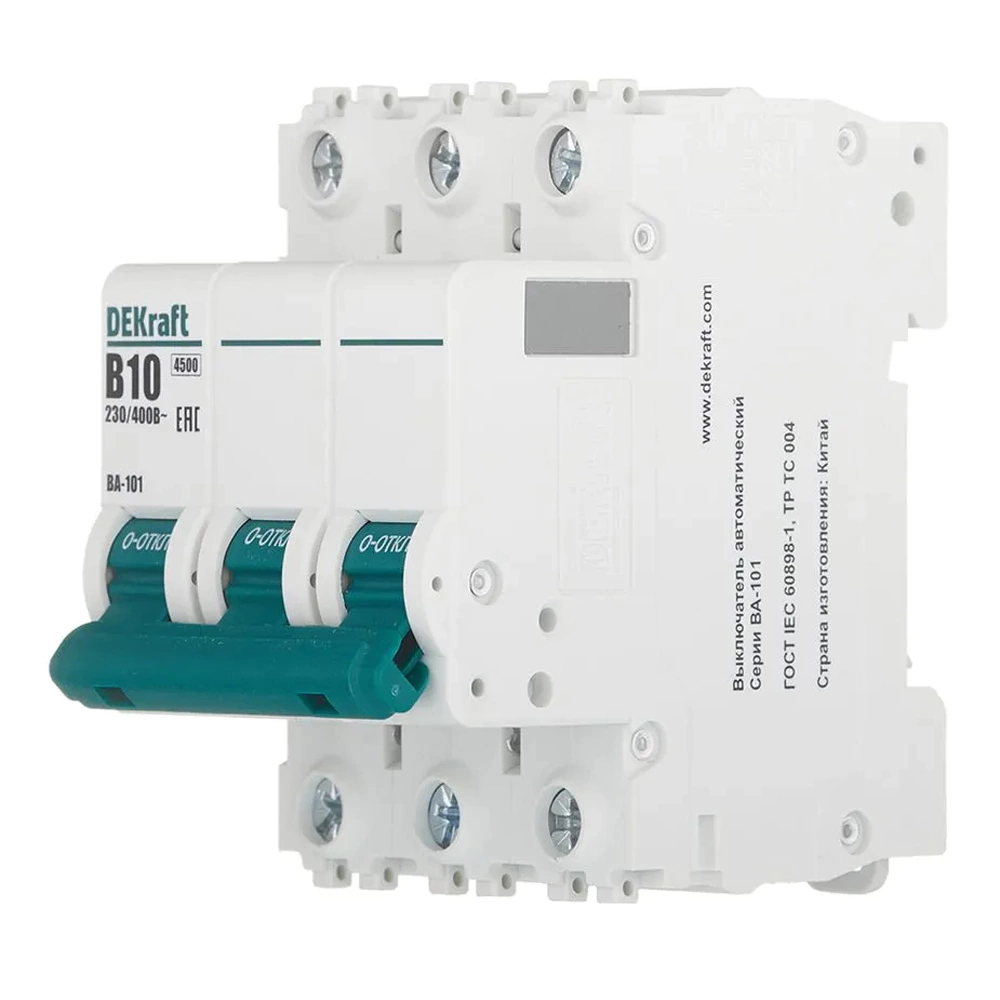 Выключатель автоматический DEKraft 3п 4,5 кА 10 А B