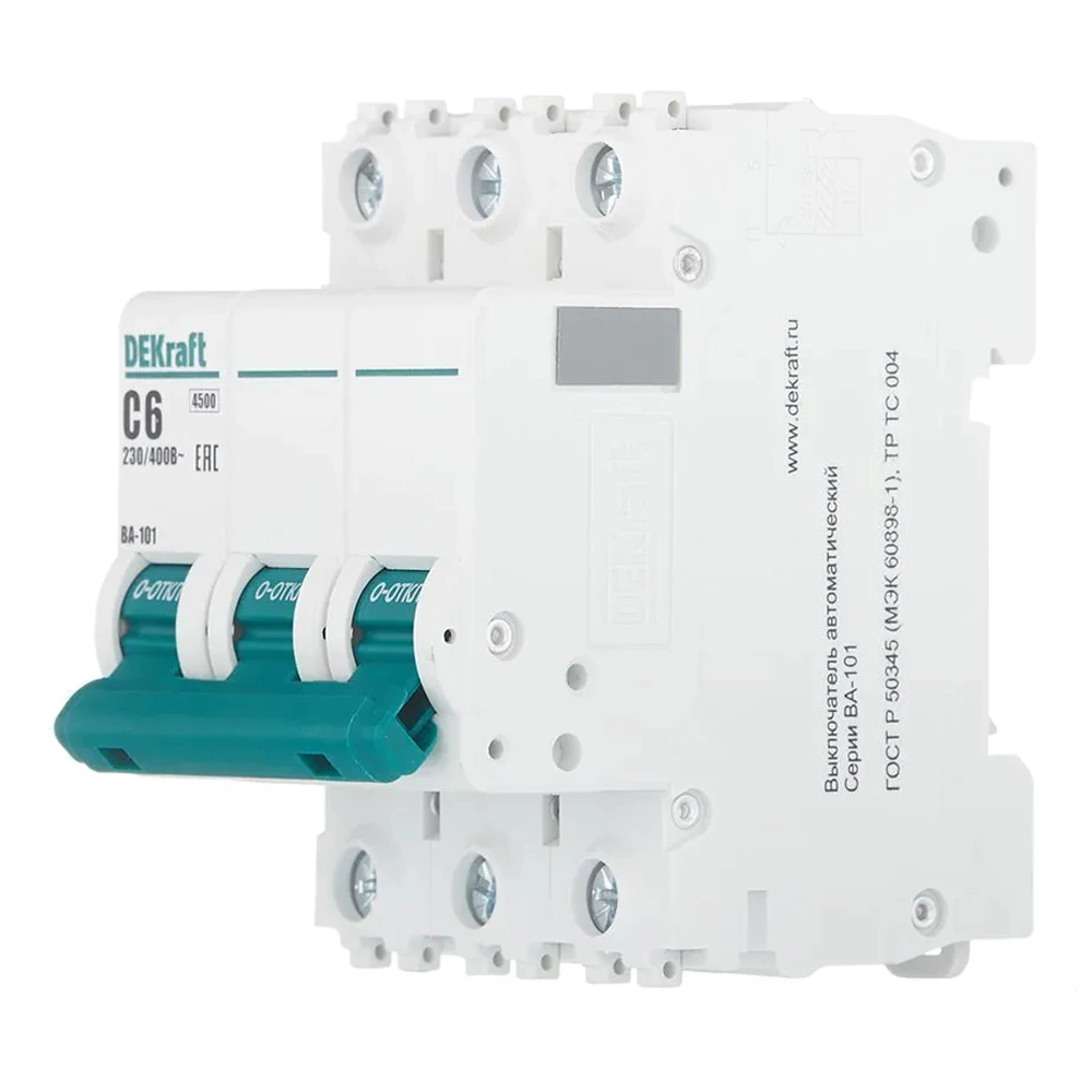 Выключатель автоматический DEKraft 3п 4,5 кА 6 А С