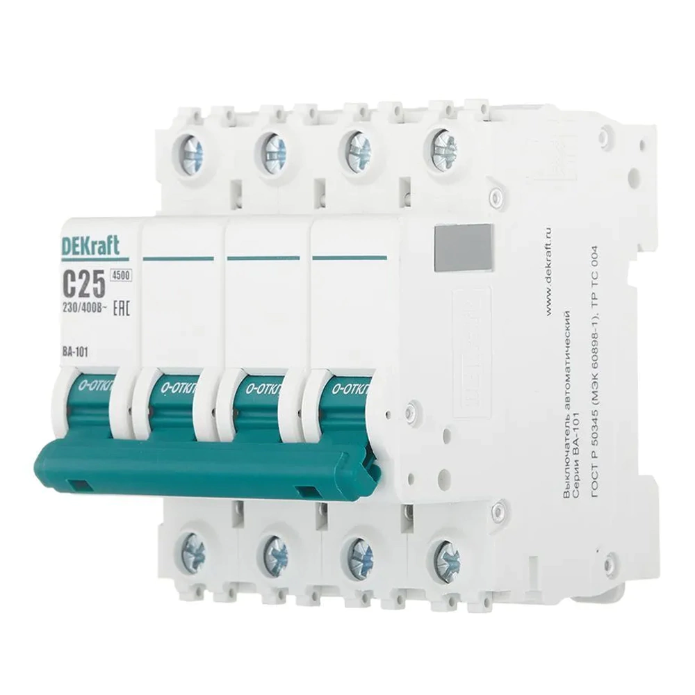 Выключатель автоматический DEKraft 4п 4,5 кА 25 А С