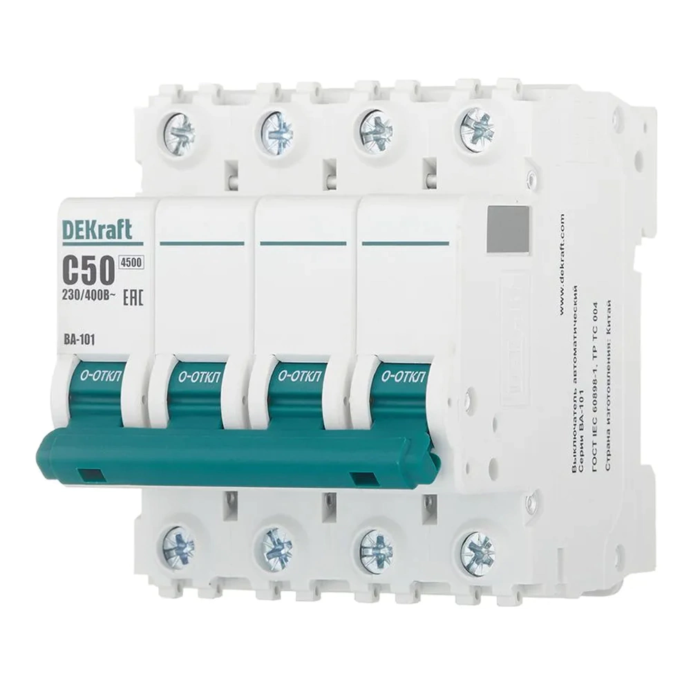 Выключатель автоматический DEKraft 4п 4,5 кА 50 А С