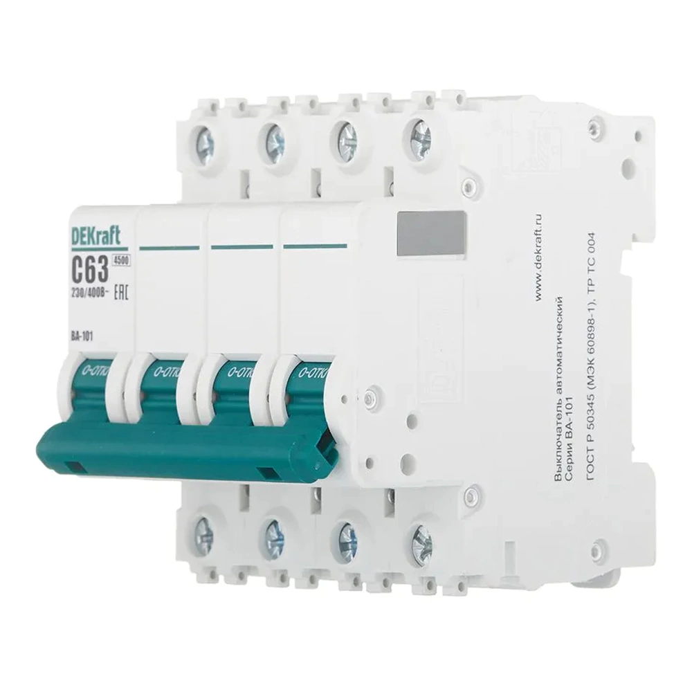 Выключатель автоматический DEKraft 4п 4,5 кА 63 А С