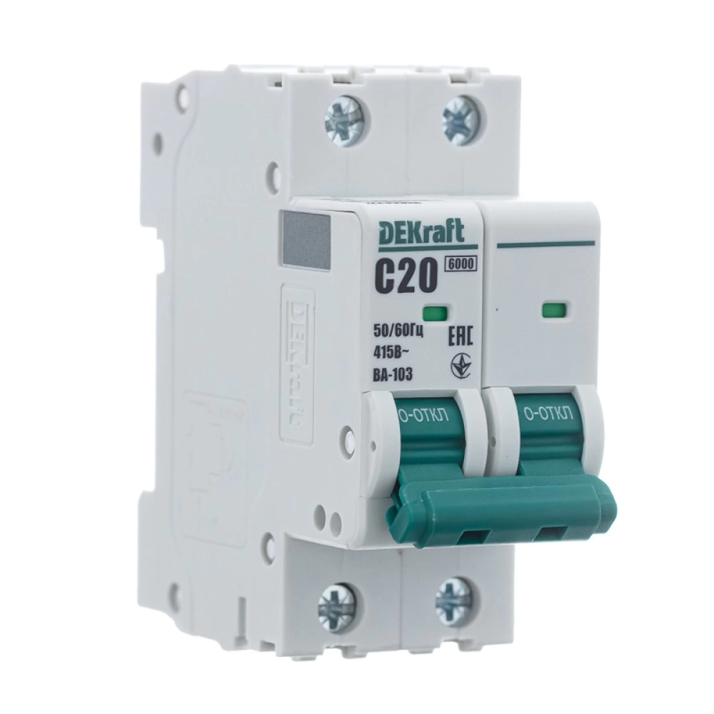 Выключатель автоматический DEKraft 2п 6 кА 20 А С