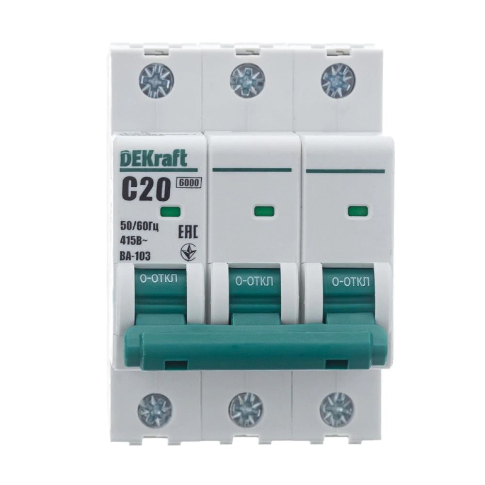 Выключатель автоматический 3п 6 кА 20 А С DEKraft
