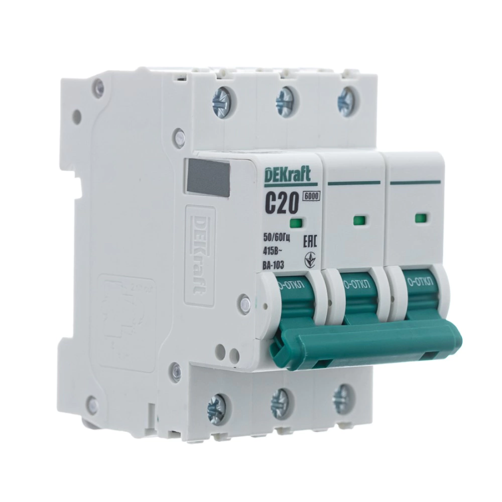 Выключатель автоматический 3п 6 кА 20 А С DEKraft