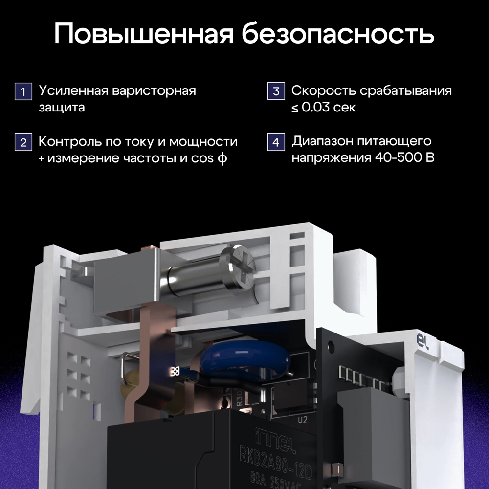 Реле напряжения и тока с физическим разрывом L и N K5B2A 63 А INNEL