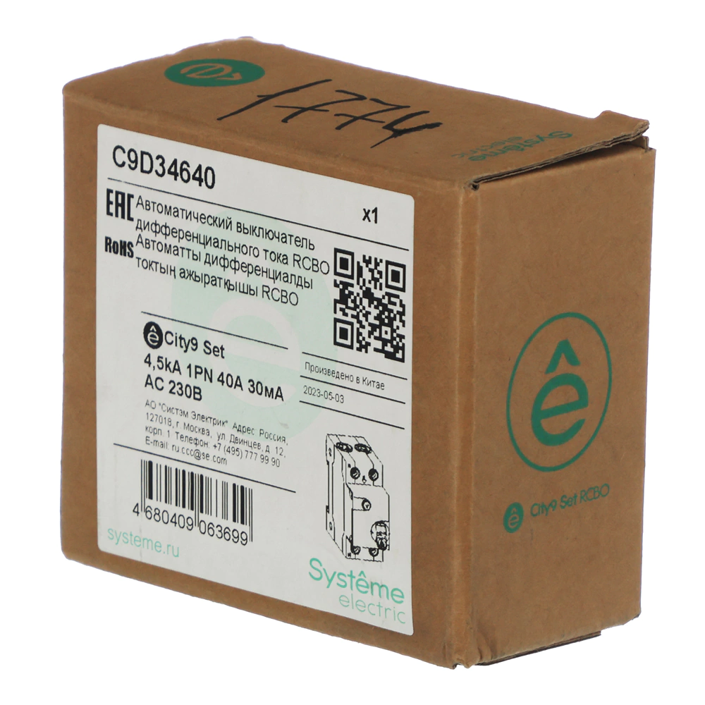 Выключатель автоматический дифференциальный Systeme Electric 1п+N 40 А 4,5 кА 30 мА С