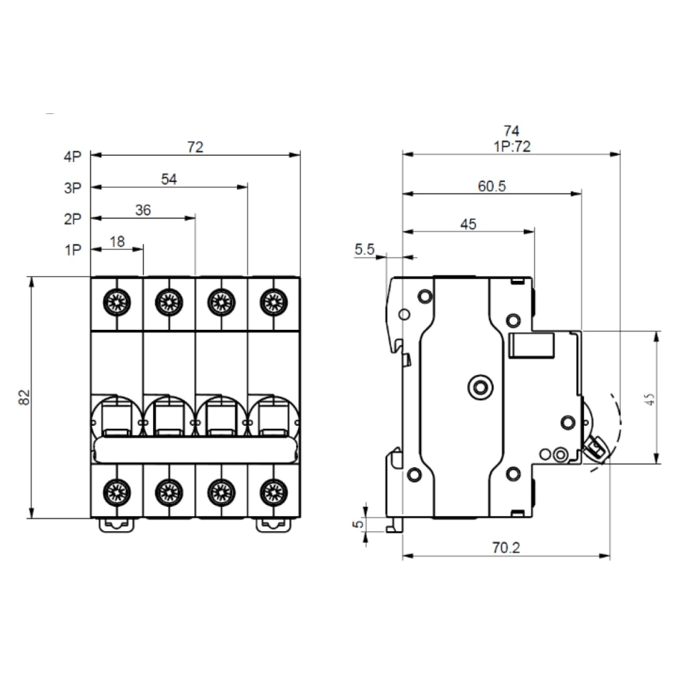 Выключатель автоматический 2п 4,5 кА 6 А B Systeme Electric