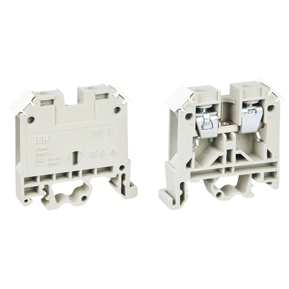 Клеммный зажим IEK на DIN-рейку ЗНИ- 10 серый