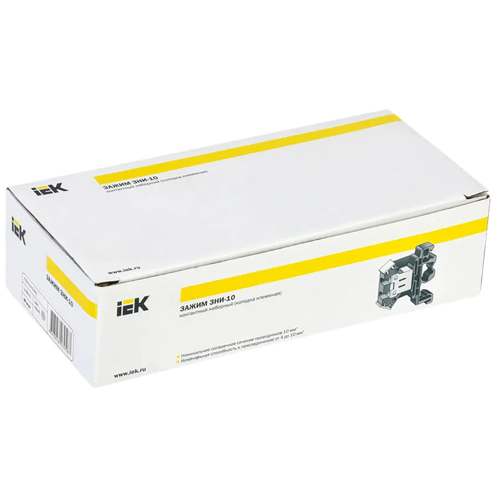 Клеммный зажим IEK на DIN-рейку ЗНИ- 10 серый