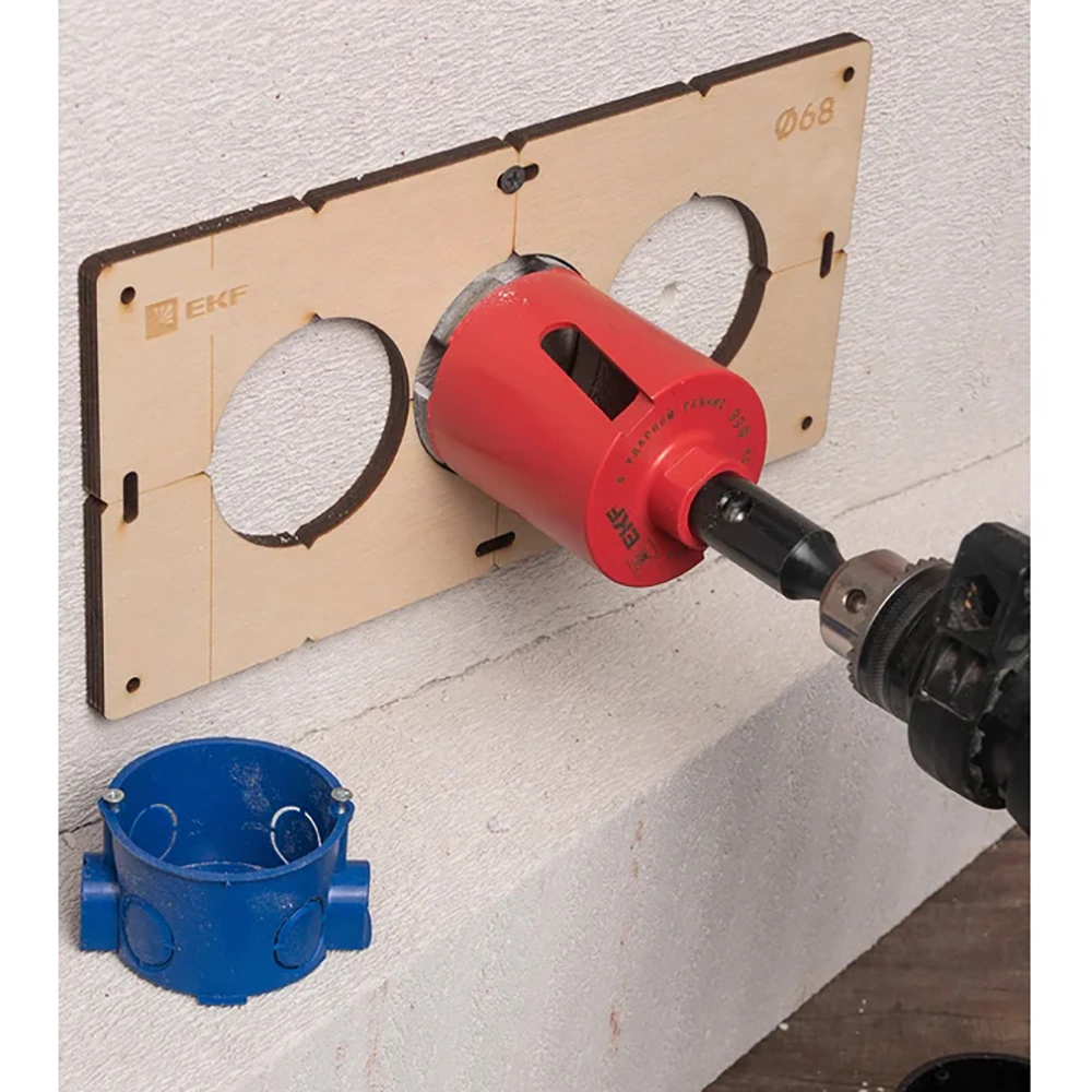 Шаблон для подрозетников 3 отверстия d68 мм EKF Expert