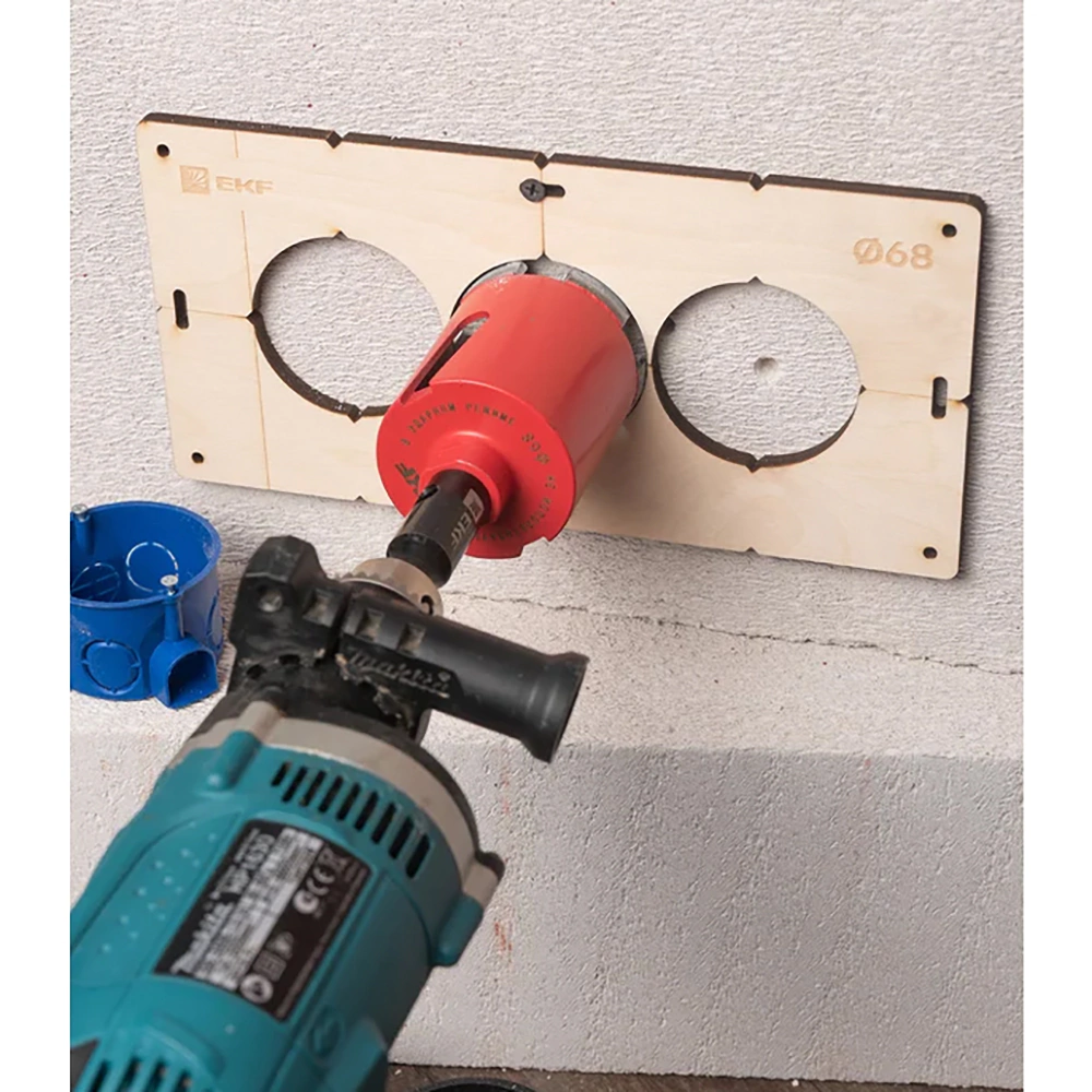 Шаблон для подрозетников 3 отверстия d68 мм EKF Expert