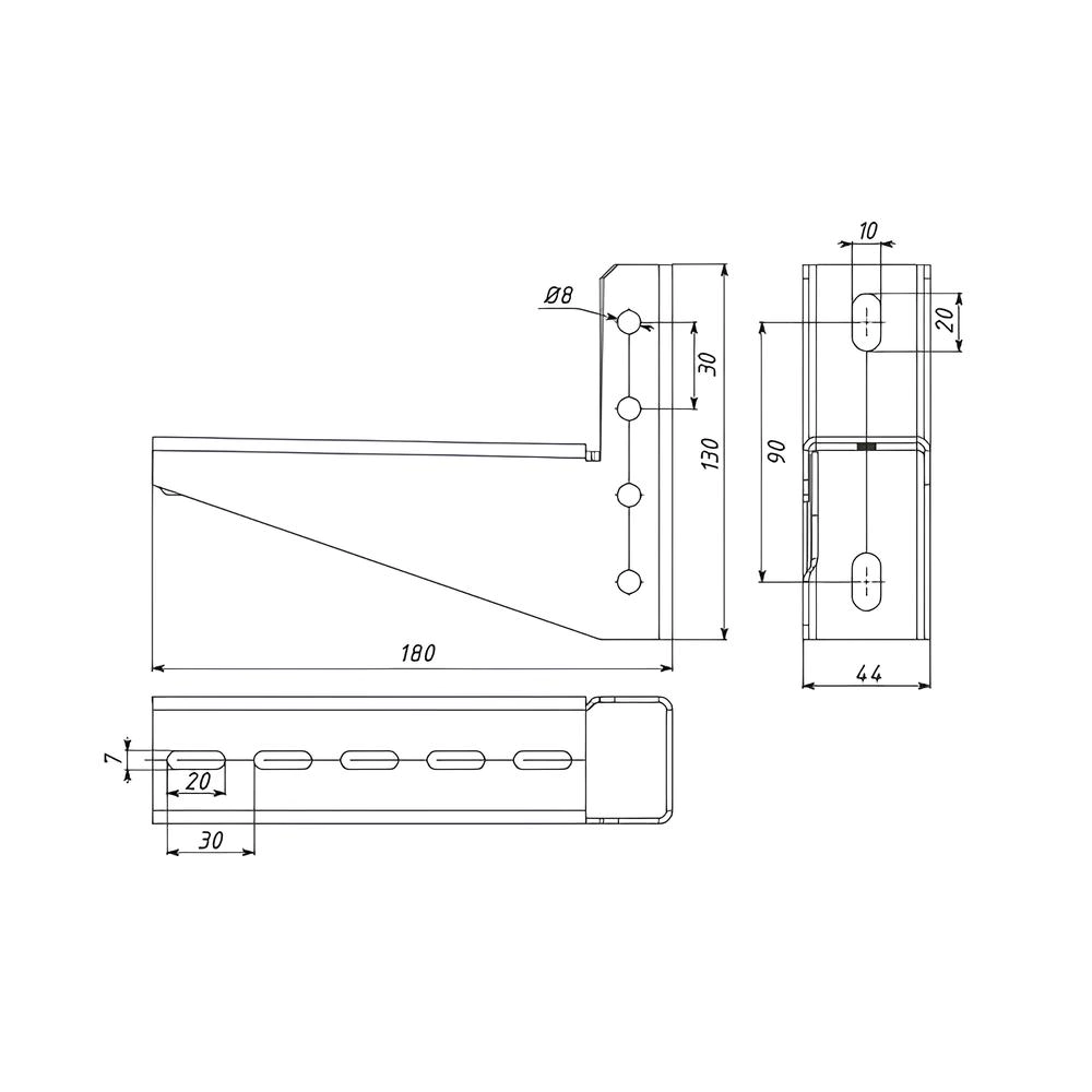 Кронштейн с опорой EKF основание 100 мм 2 мм