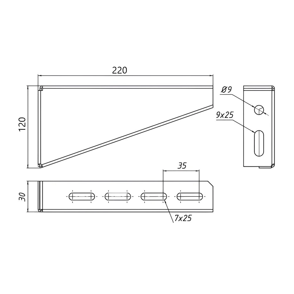 Кронштейн настенный EKF основание 200 мм 1,5 мм