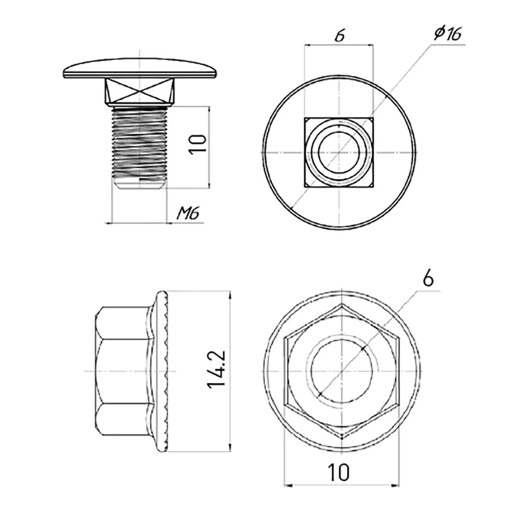 Комплект соединительный EKF М6х10 200 шт