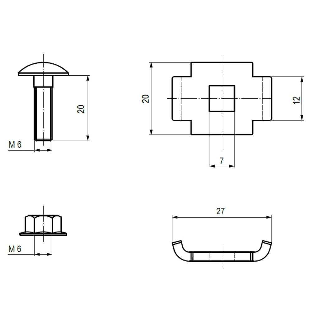 Винтовой соединительный комплект двойной 6x20 EKF 50 шт