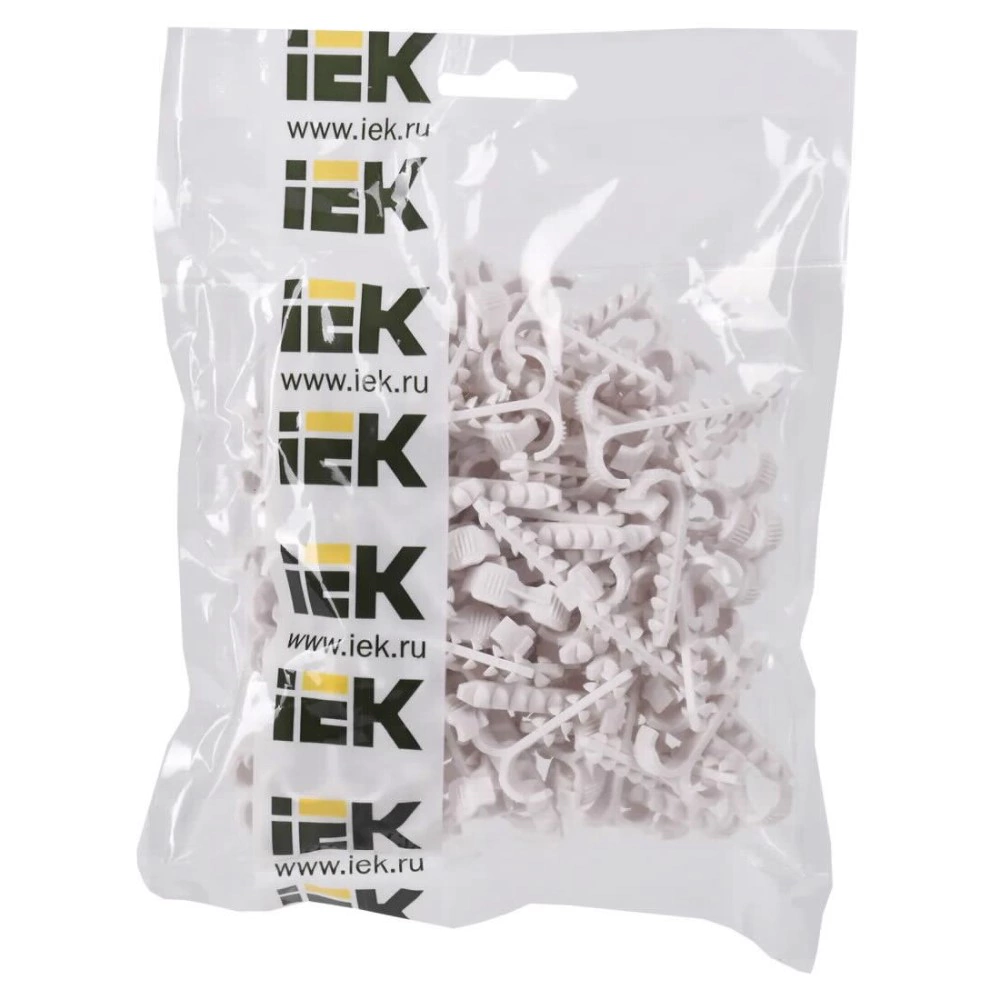 Дюбель-хомут IEK двойной 4-12 мм нейлон белый 25 шт