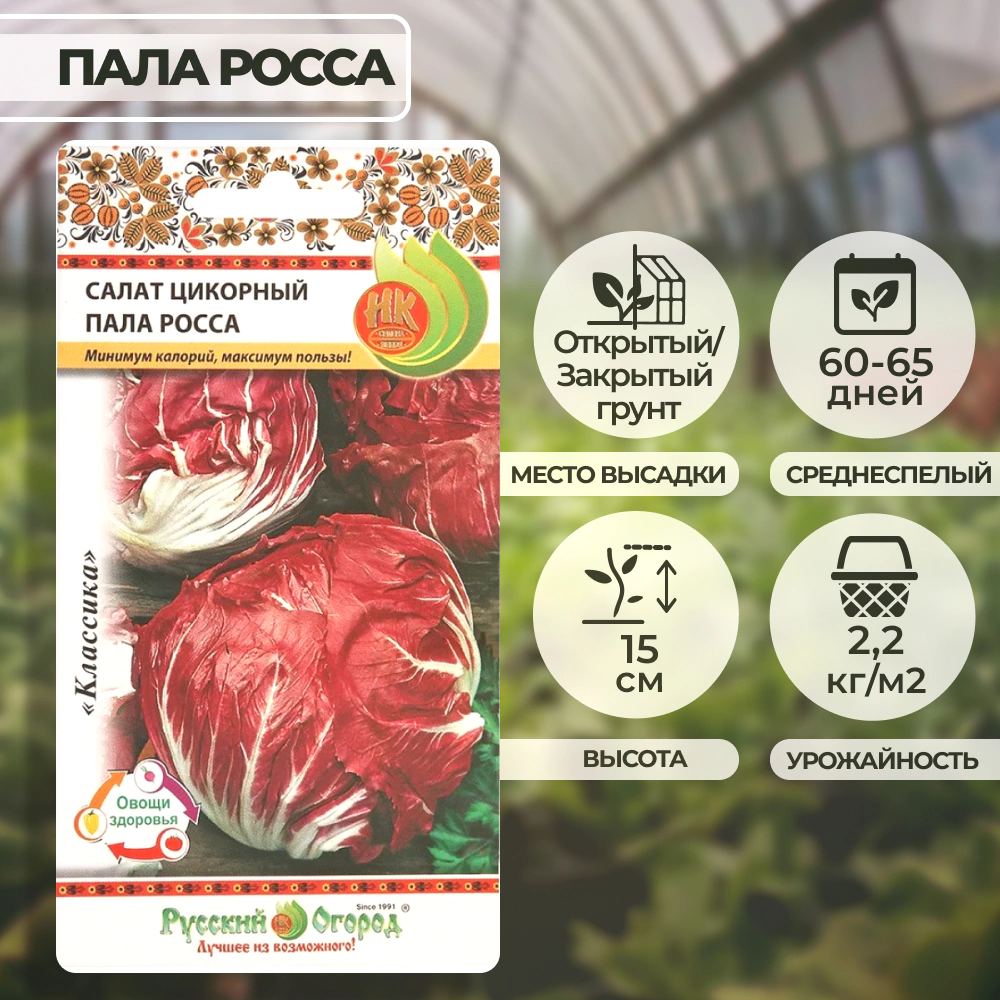 Салат цикорный Пала росса 1 г Русский огород