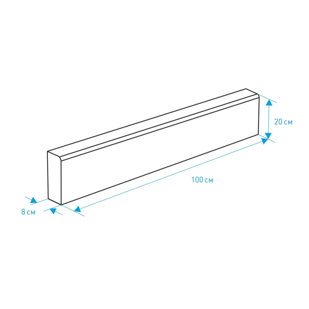 Поребрик 100х20х8 см серый