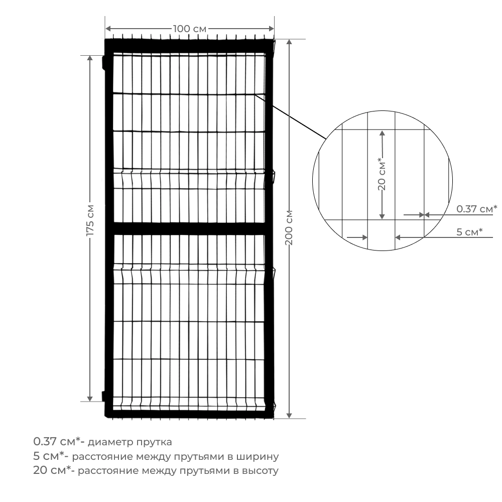 Калитка левая 1х2 м окрашенная для секционных панелей зеленая