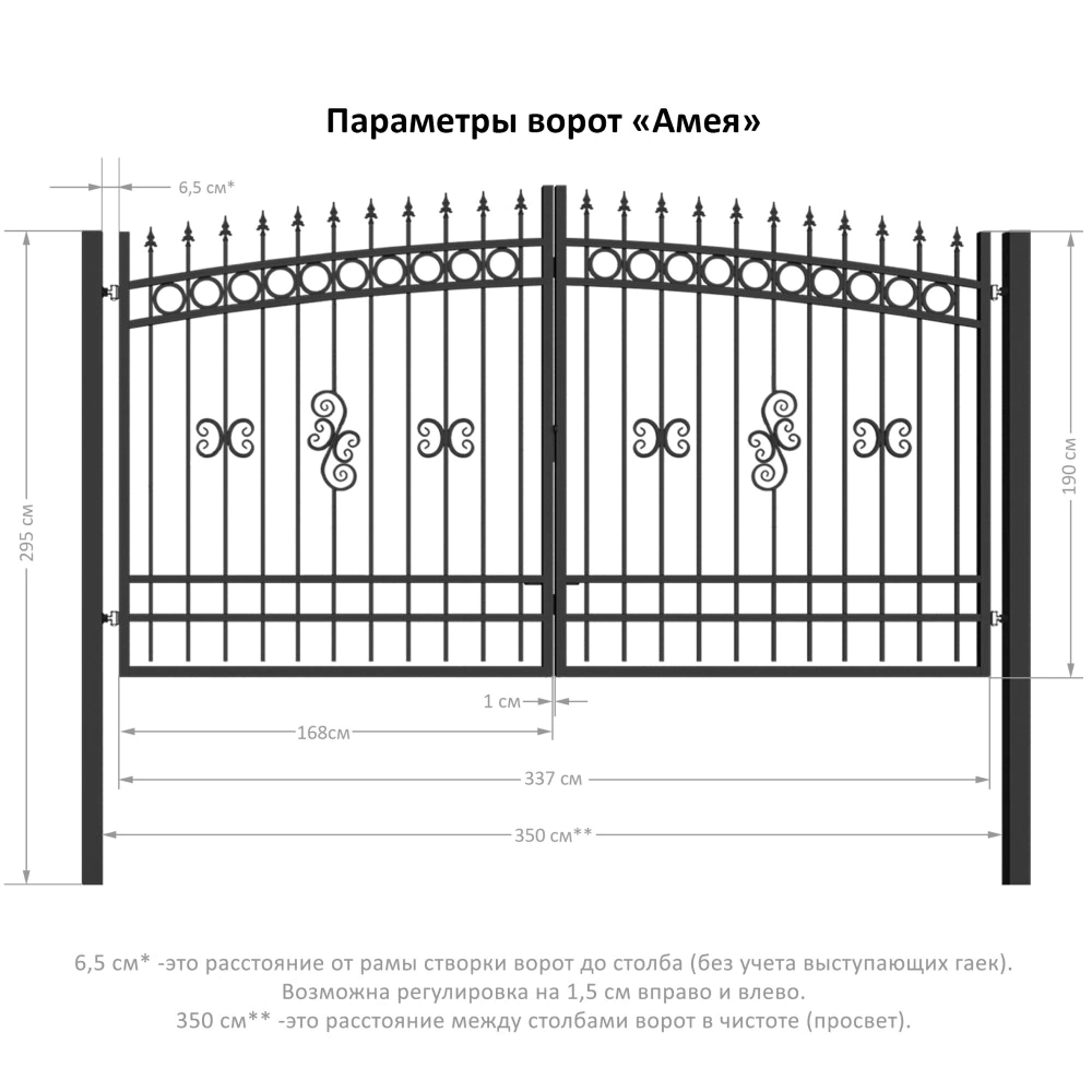 Ворота 3,5х1,9 м распашные Амея Альянс