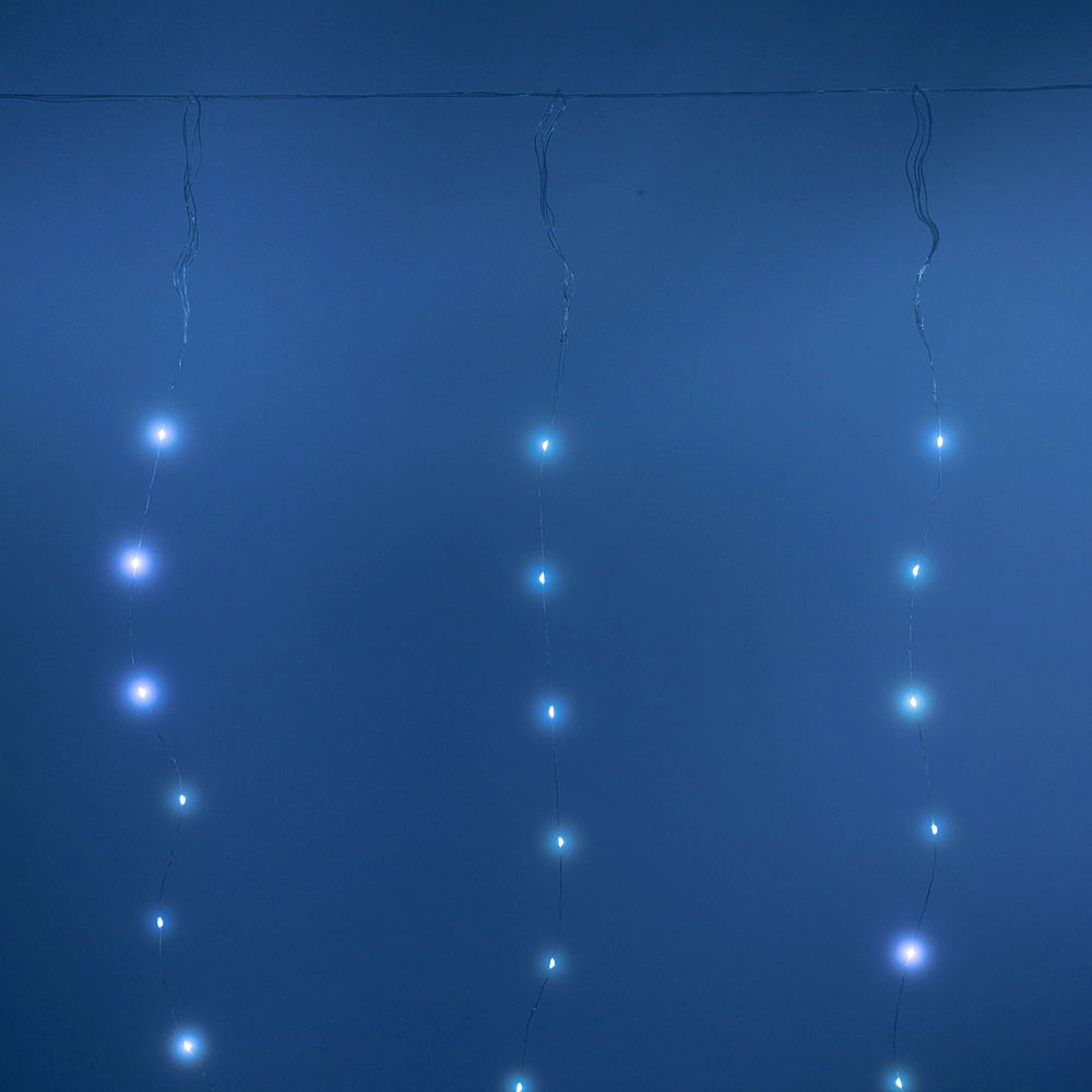 Гирлянда Занавес 325LED 3х2,5 м холодный белый свет, прозрачный провод IP20 ПВХ, 8 функций
