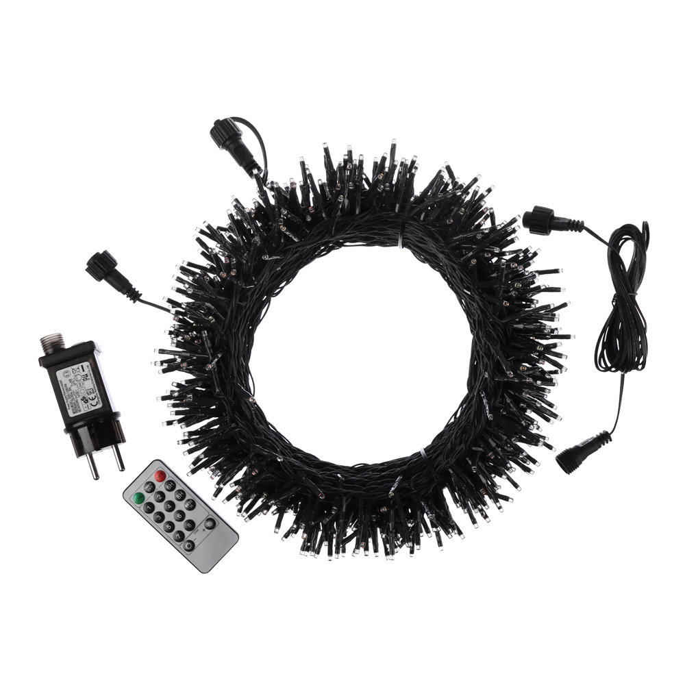 Гирлянда Нить 720LED 25 м теплый свет зеленый провод 8 функций Smart connect COMFORT 24V Santi