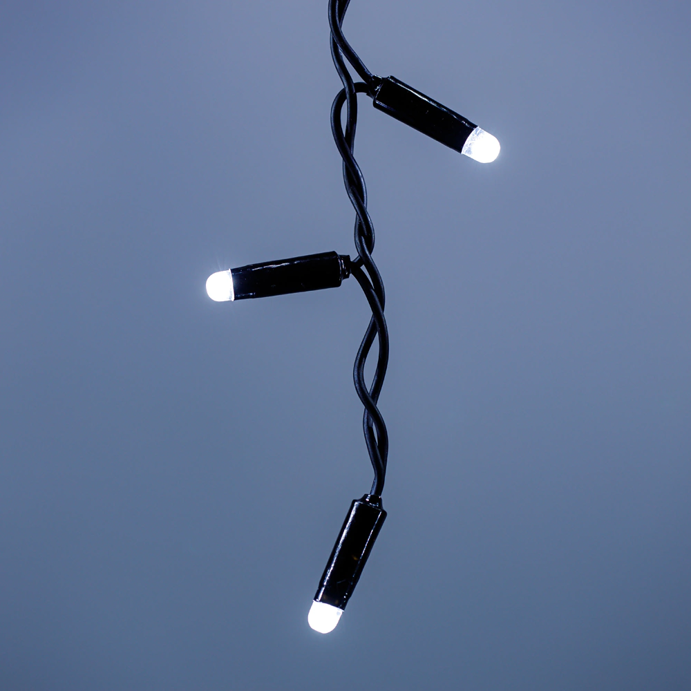 Гирлянда Бахрома 288LED 4x0,5 м холодный белый свет, черный провод IP65 резина, статика Maxi LED PRO Santi