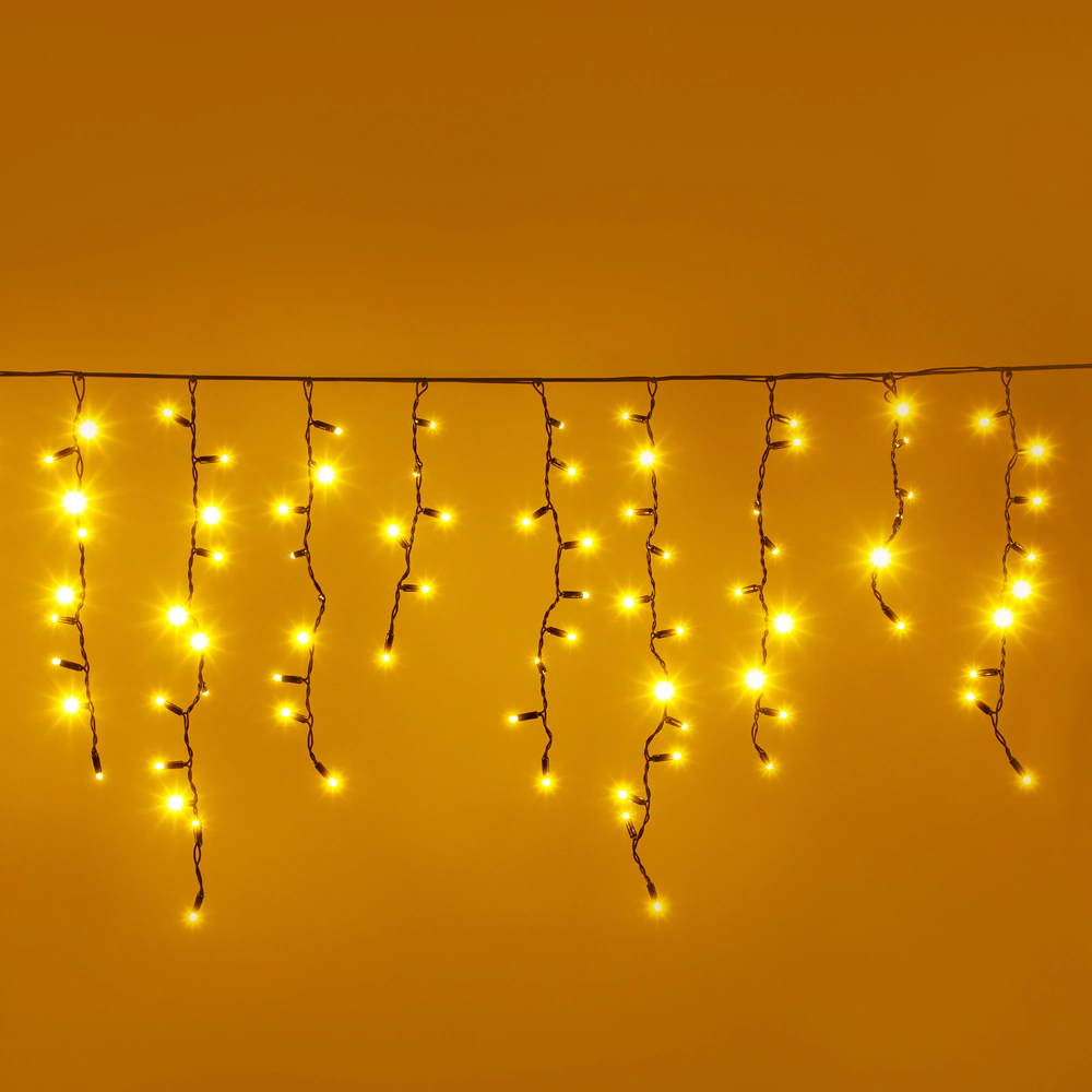 Гирлянда Бахрома 288LED 4x0,5 м теплый белый свет, черный провод IP65 резина, статика Maxi LED PRO Santi