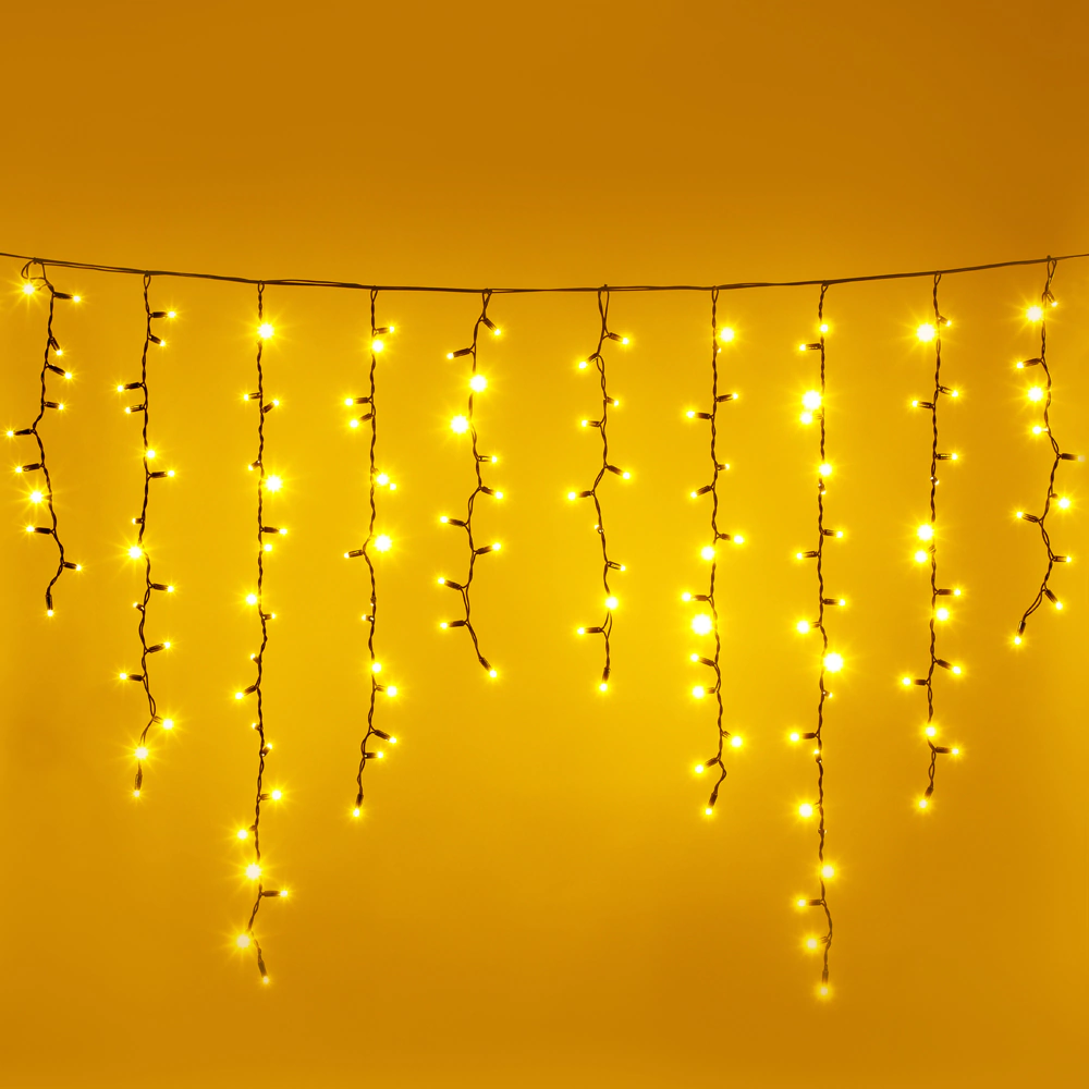 Гирлянда Бахрома 648LED 9х0,5 м теплый свет черный провод Maxi LED PRO Santi