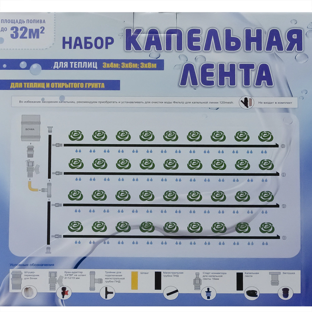 Набор капельного полива для теплиц до 3х8 м BOUTTE