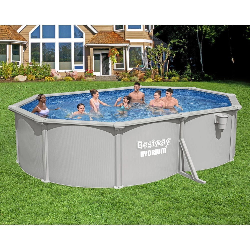 Каркасный стальной бассейн Bestway Hydrium 500х366х122 см, 16296 л, песочный фильтр, лестница, тент, подложка, дозатор