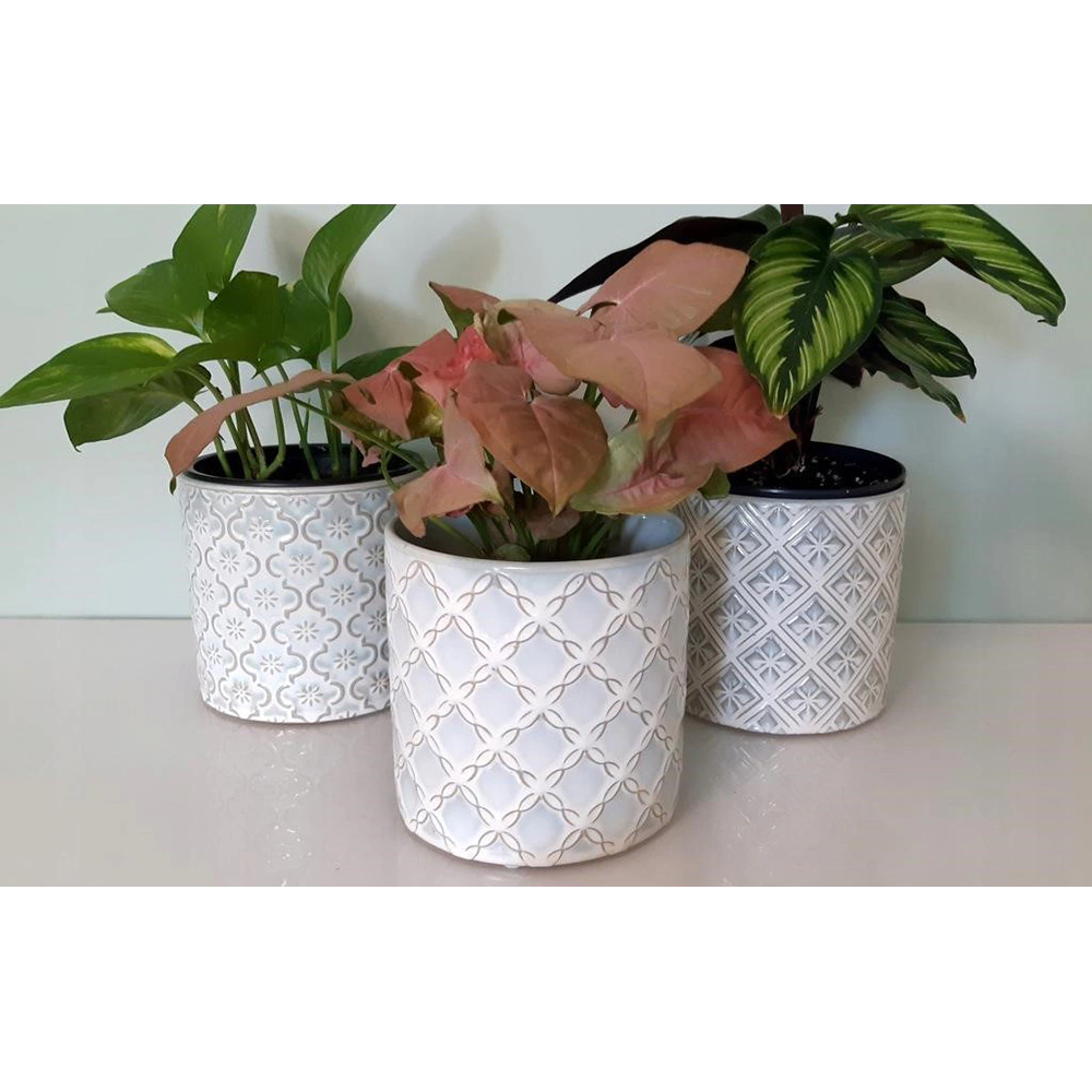 Кашпо керамическое Polnix Винтаж кремовое микс d13 см h13 см 1,7 л