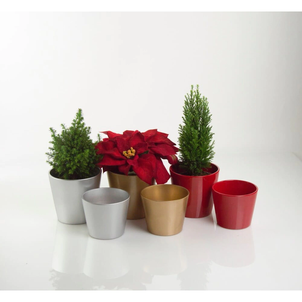 Кашпо керамическое Polnix Berlin красное d10 см h8 см 0,4 л