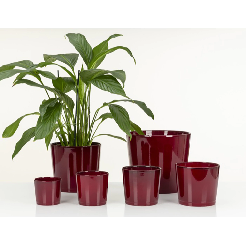 Кашпо керамическое Scheurich Dark Red красное d13 см h13 см 1,1 л