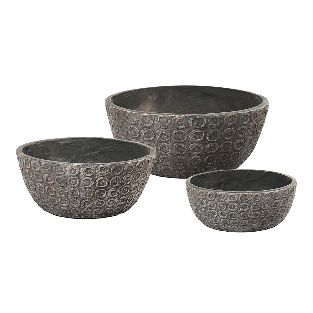 Уличный горшок GardenArts Круги серый d43,5 см h19,5 см 20 л