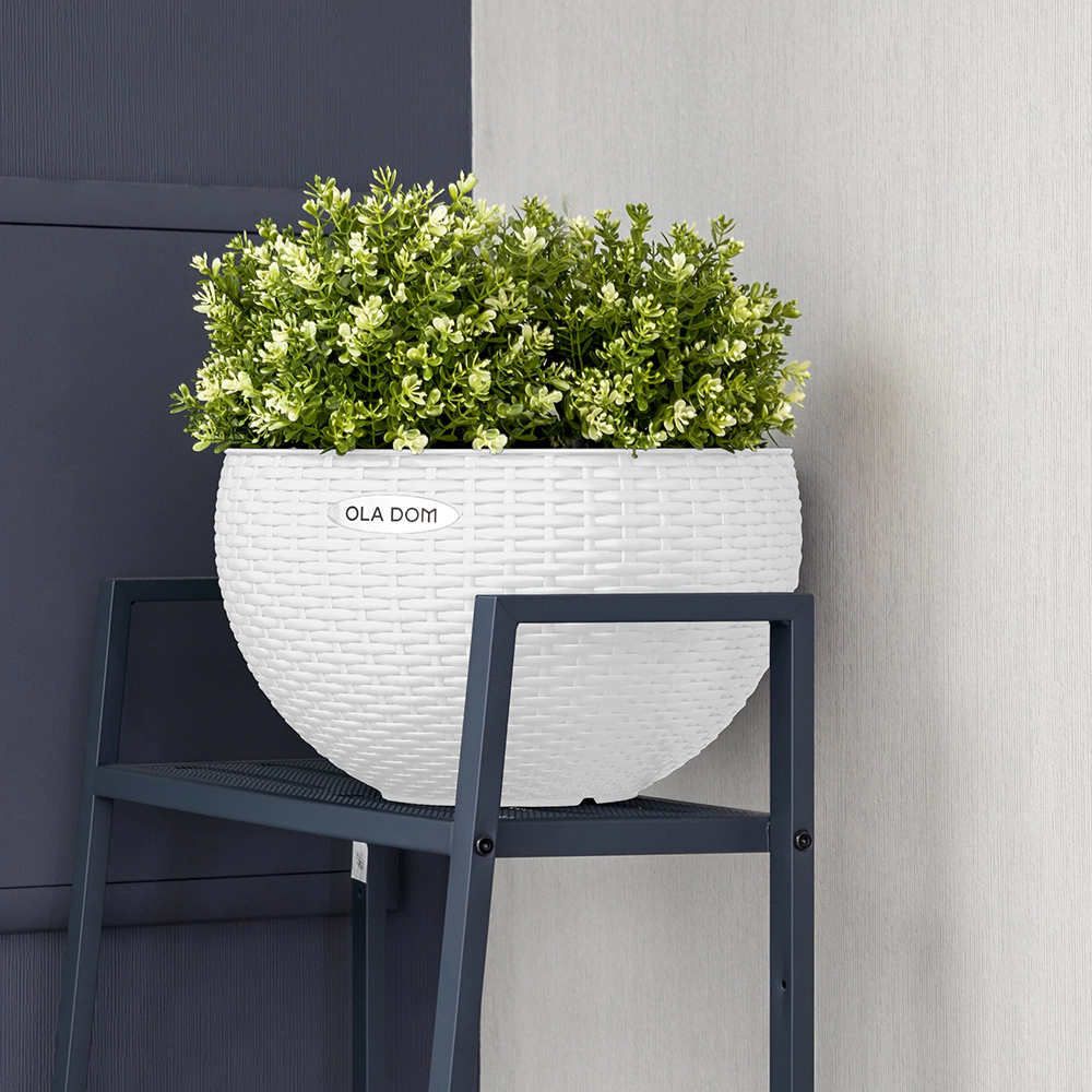 Горшок пластиковый подвесной RATTAN OLA DOM белый d34 см h21 см 12 л со вставкой 5 л