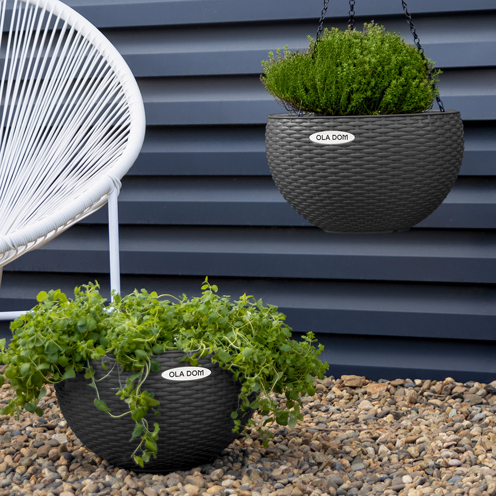 Горшок пластиковый подвесной RATTAN OLA DOM коричневый d34 см h21 см 12 л со вставкой 5 л