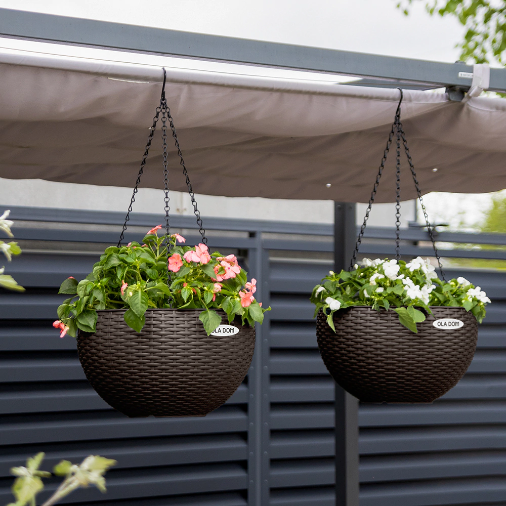 Горшок пластиковый подвесной RATTAN OLA DOM коричневый d34 см h21 см 12 л со вставкой 5 л