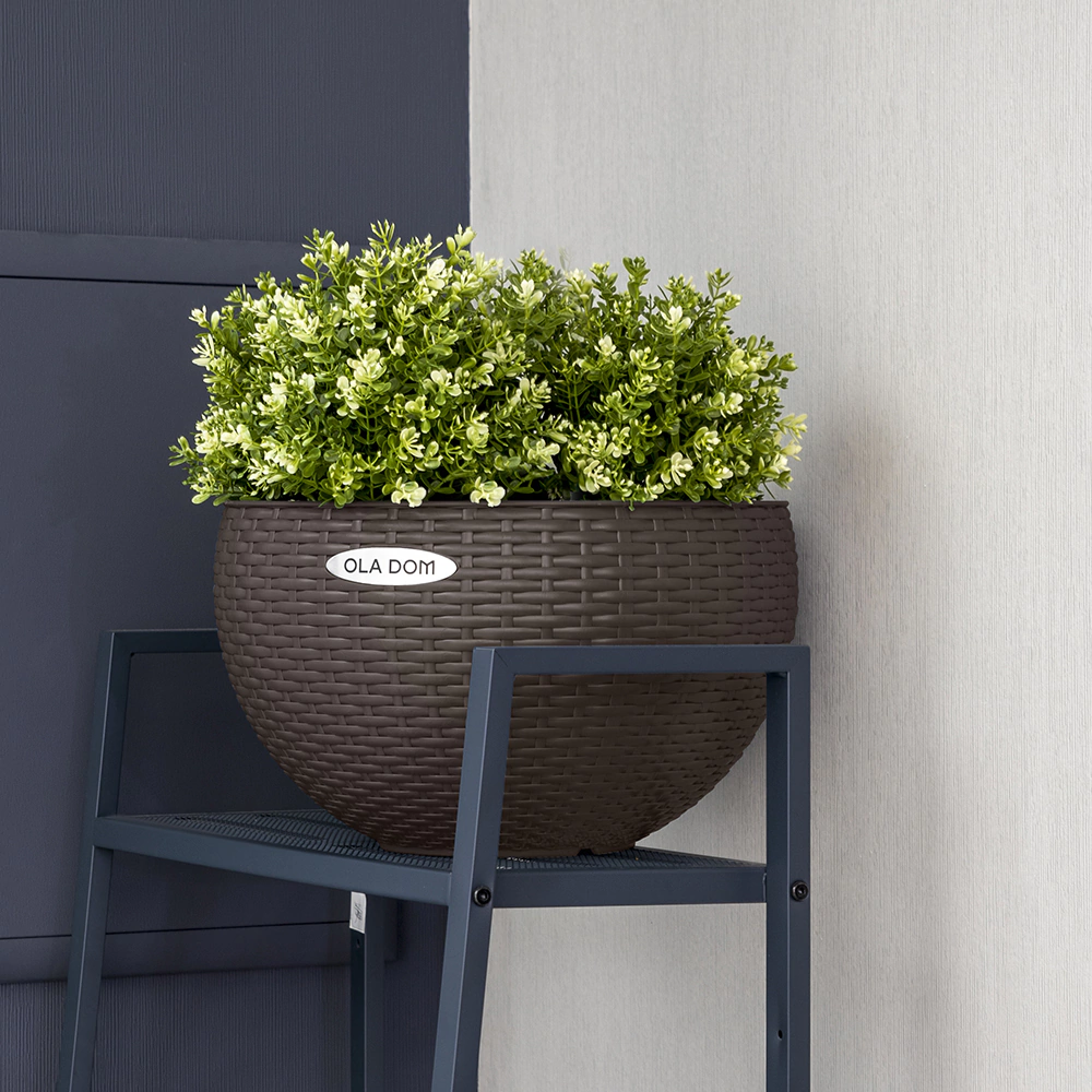 Горшок пластиковый подвесной RATTAN OLA DOM коричневый d34 см h21 см 12 л со вставкой 5 л